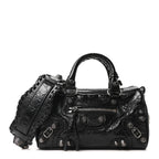 Agneau Arena Mini Le Cagole Duffle Crossbody Bag Black