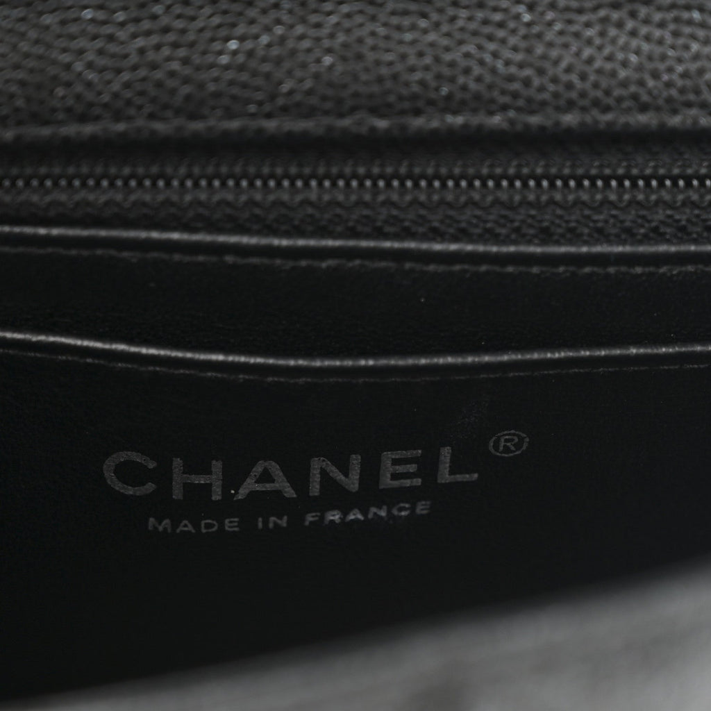Iridescent Caviar Quilted Mini Rectangular Flap Black