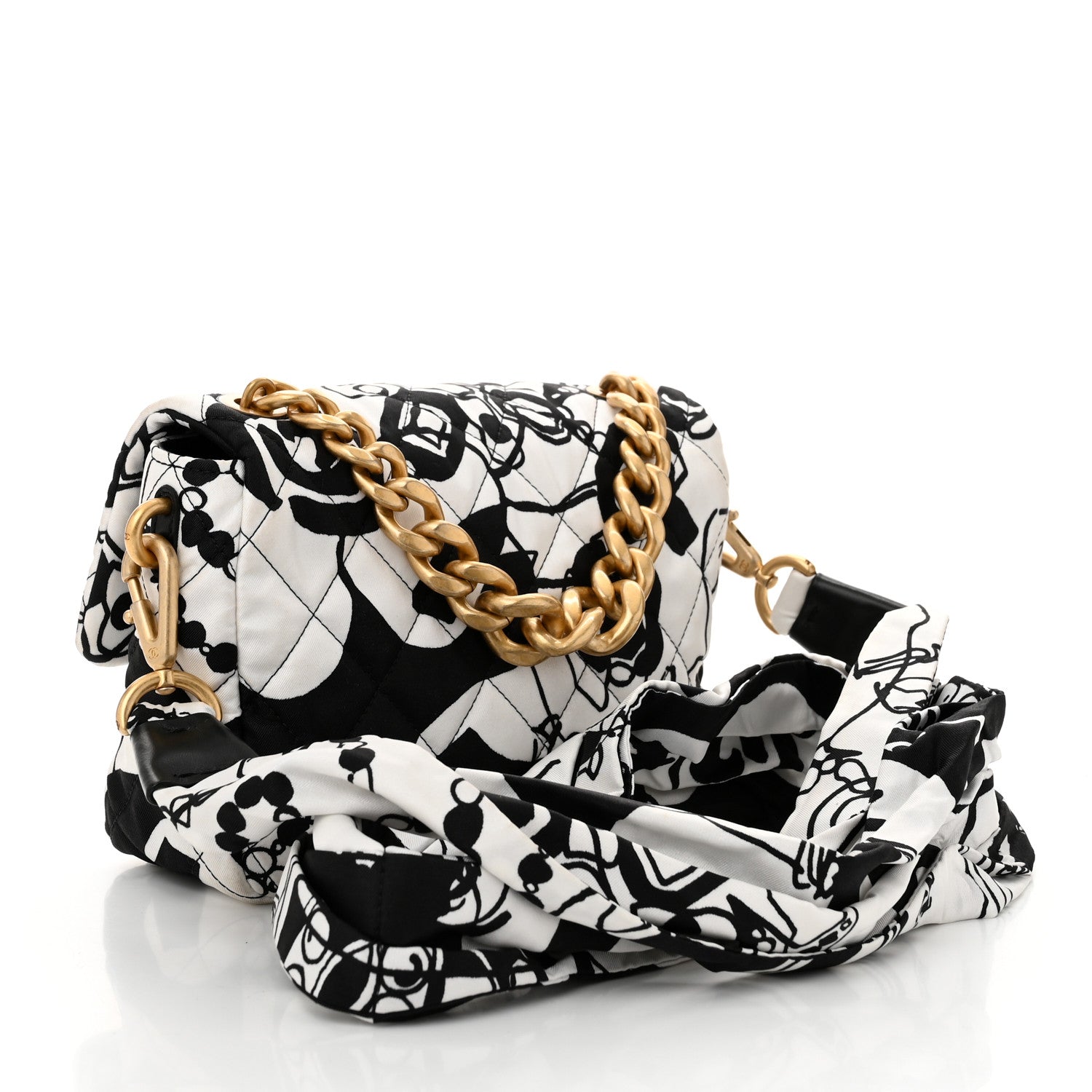 Canvas Printed Deer Coco Mini Single Flap White Black