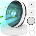 Foldable Rechargeable LED Desk Fan - Wall Mounted, Magnetic Remote, 4 Speeds, 2 Brightness, Time Setting