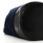 Wool Calfskin Embroidered Paris Hamburg Drawstring Backpack Navy Blue