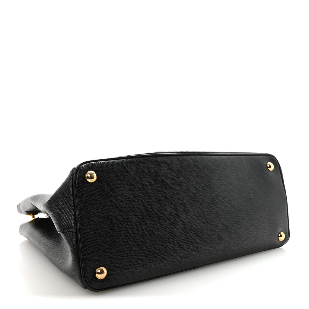 Saffiano Lux Large Galleria Double Zip Tote Black