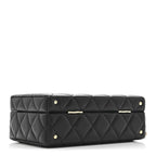 Lambskin Quilted Small CC Top Handle Box Bag Black