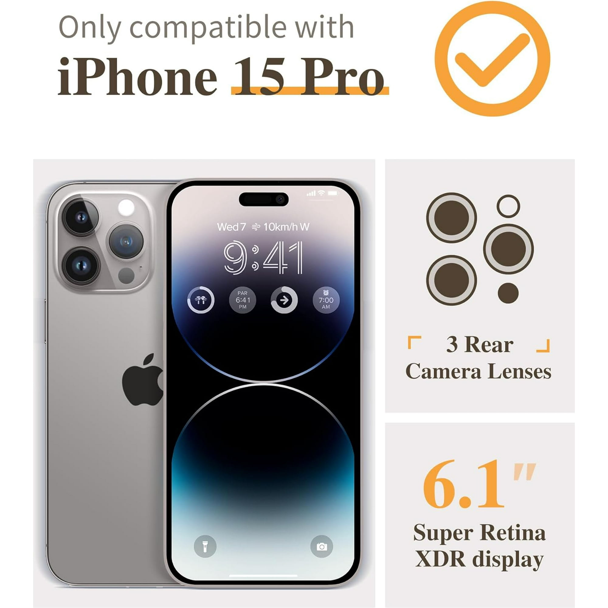 Entronix [Magnetic] Case Compatible with iPhone 15 Pro - [Hard Back] Glitter Color