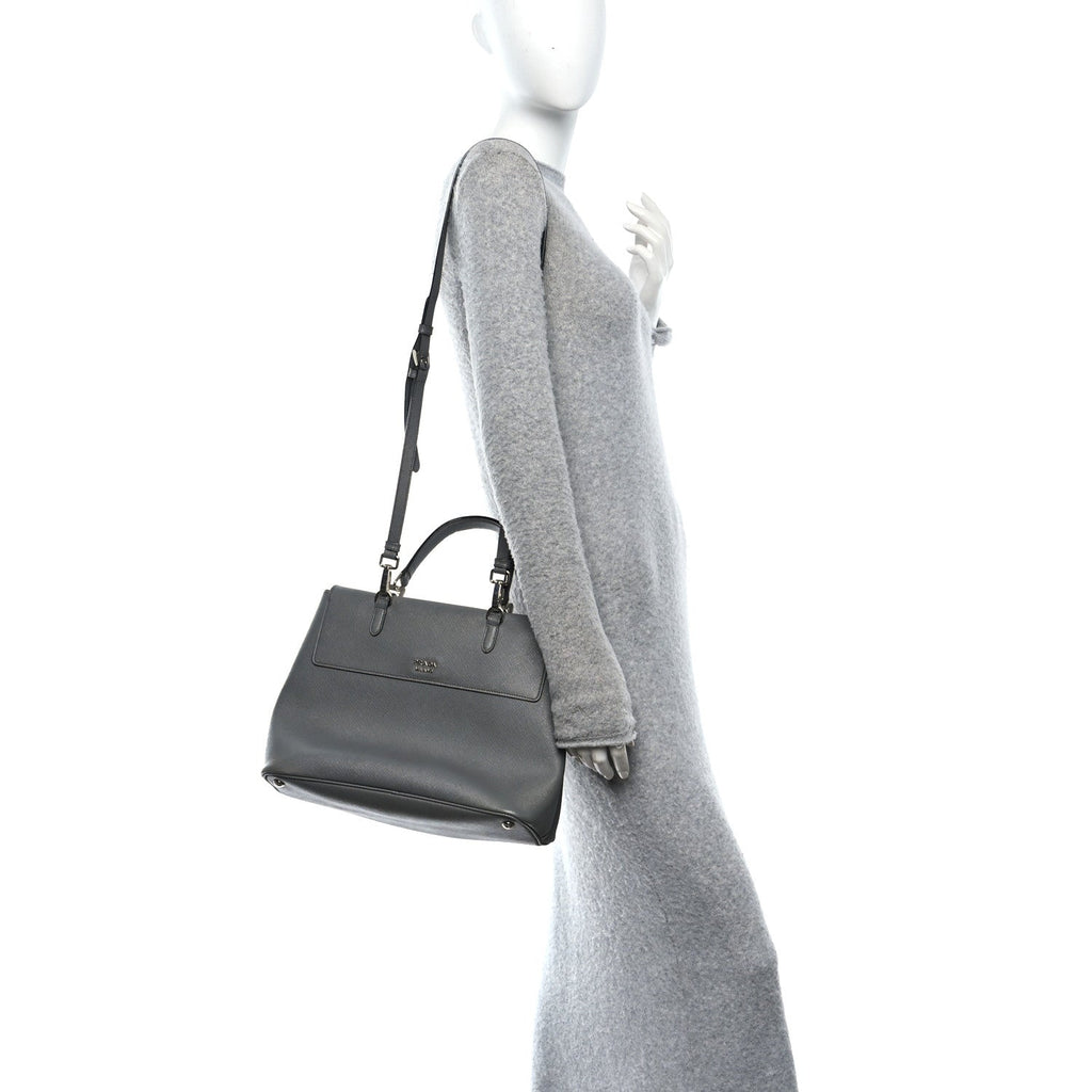 Saffiano Cuir Convertible Top Handle Tote Marmo