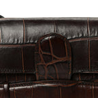 Crocodile Embossed Calfskin Mini Symmetrical Bag Brown