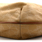 Nylon Monogram Web Medium Half Moon Hobo  Beige