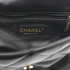 Lambskin Quilted Small Easy Carry Flap Black