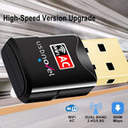 USB WiFi Adapter for PC,600Mbps Dual Band WiFi USB 802.11AC WiFi Adapter for PC Desktop Laptop,2.4GHz,5GHz USB WiFi Dongle Wireless Network Card Adapter Support Windows10/8/7/XP,Mac OS 10.9-10.15