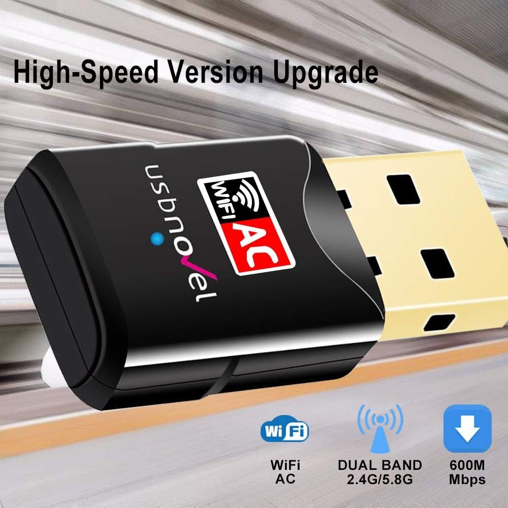 USB WiFi Adapter for PC,600Mbps Dual Band WiFi USB 802.11AC WiFi Adapter for PC Desktop Laptop,2.4GHz,5GHz USB WiFi Dongle Wireless Network Card Adapter Support Windows10/8/7/XP,Mac OS 10.9-10.15