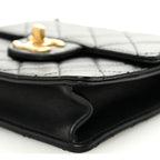 Goatskin Quilted Chic Pearls Flap Black
