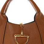 Grained Calfskin Softbit Medium Shoulder Bag Brown