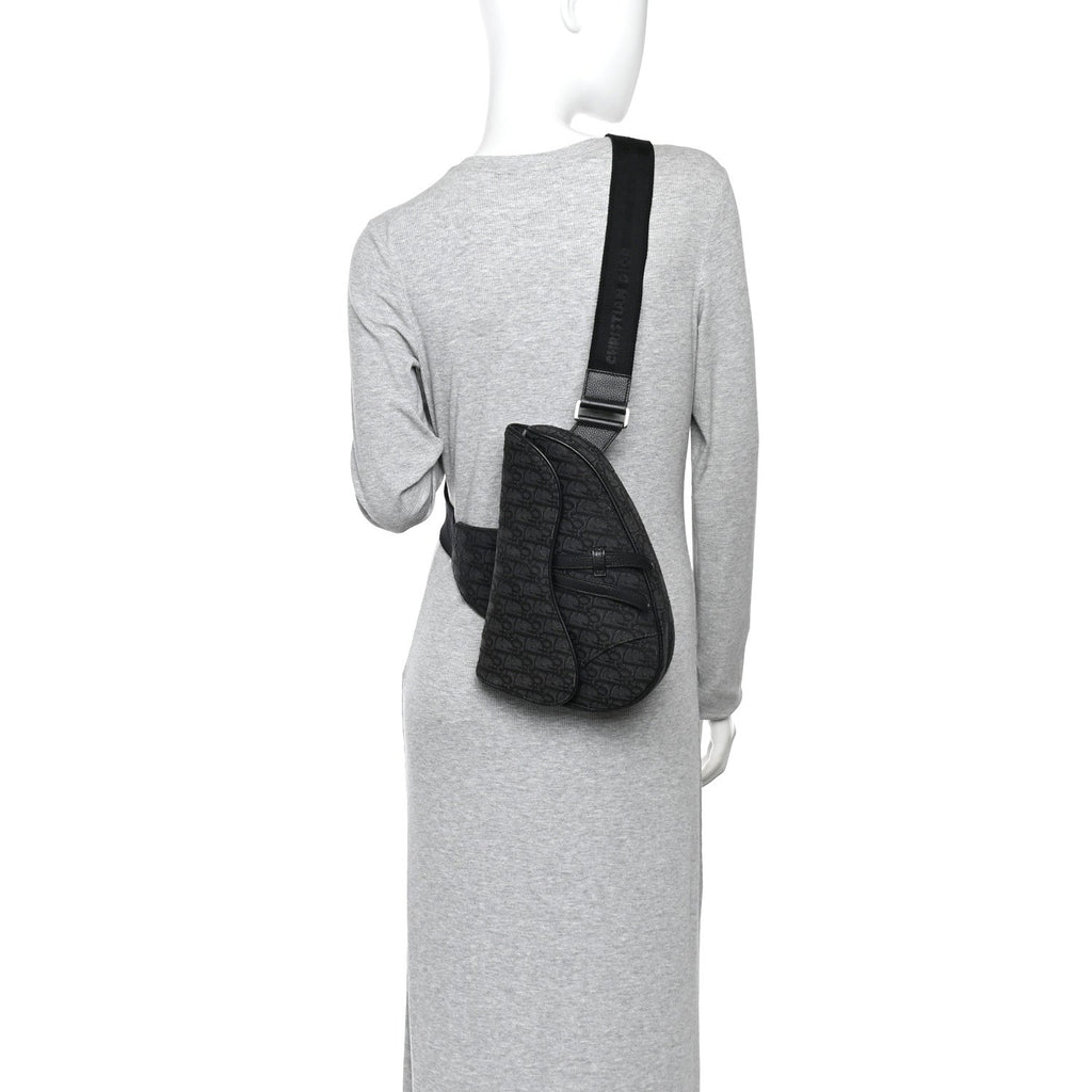 Oblique Mens Saddle Bag Black Blue