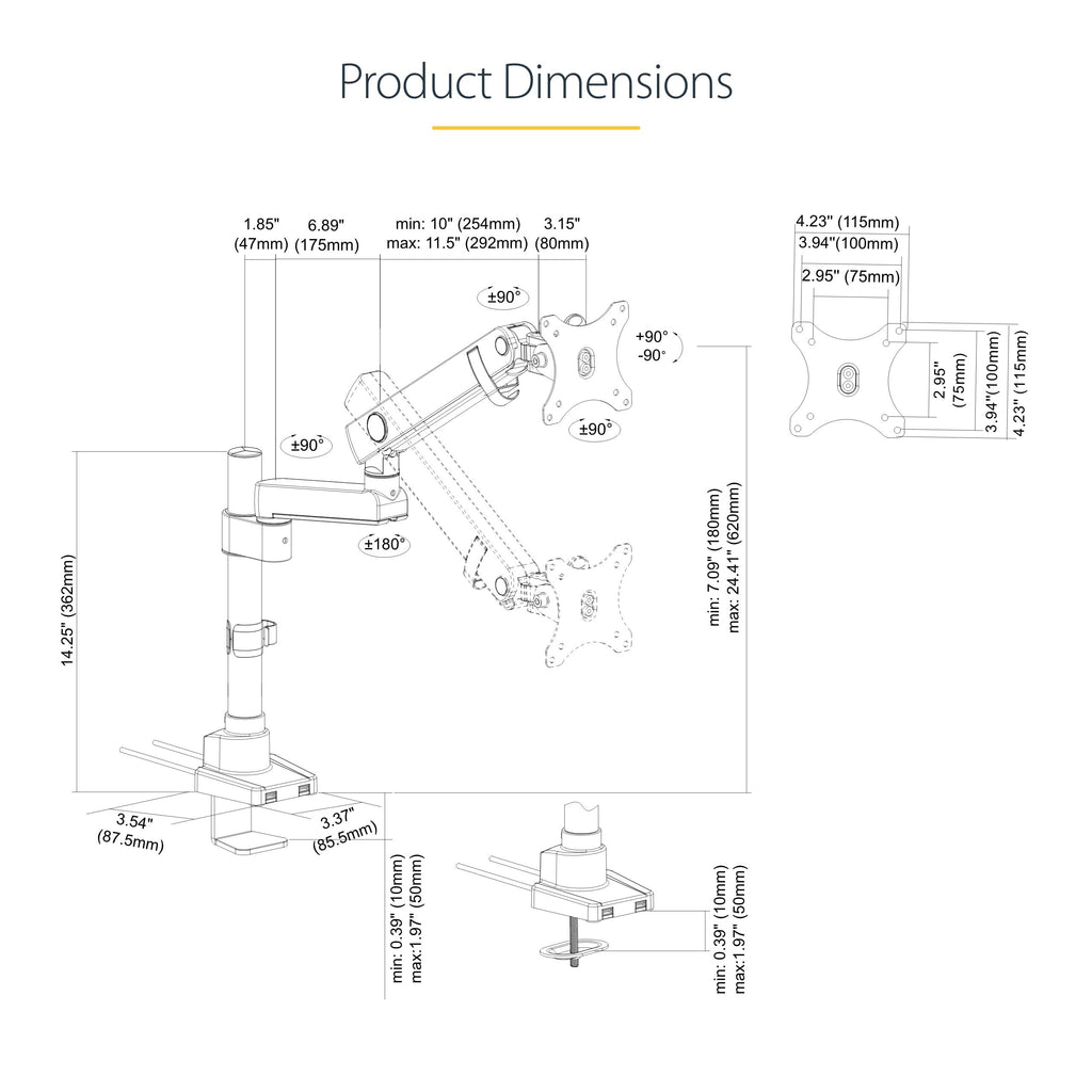 Desk Mount Single Monitor Arm for