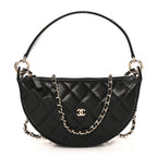 Caviar Quilted Clutch With Chain Black