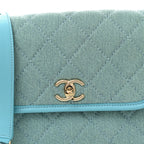 Denim Quilted Small Messenger Flap Neon Blue