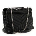 Calfskin Y Quilted Monogram Medium Loulou Chain Satchel Black