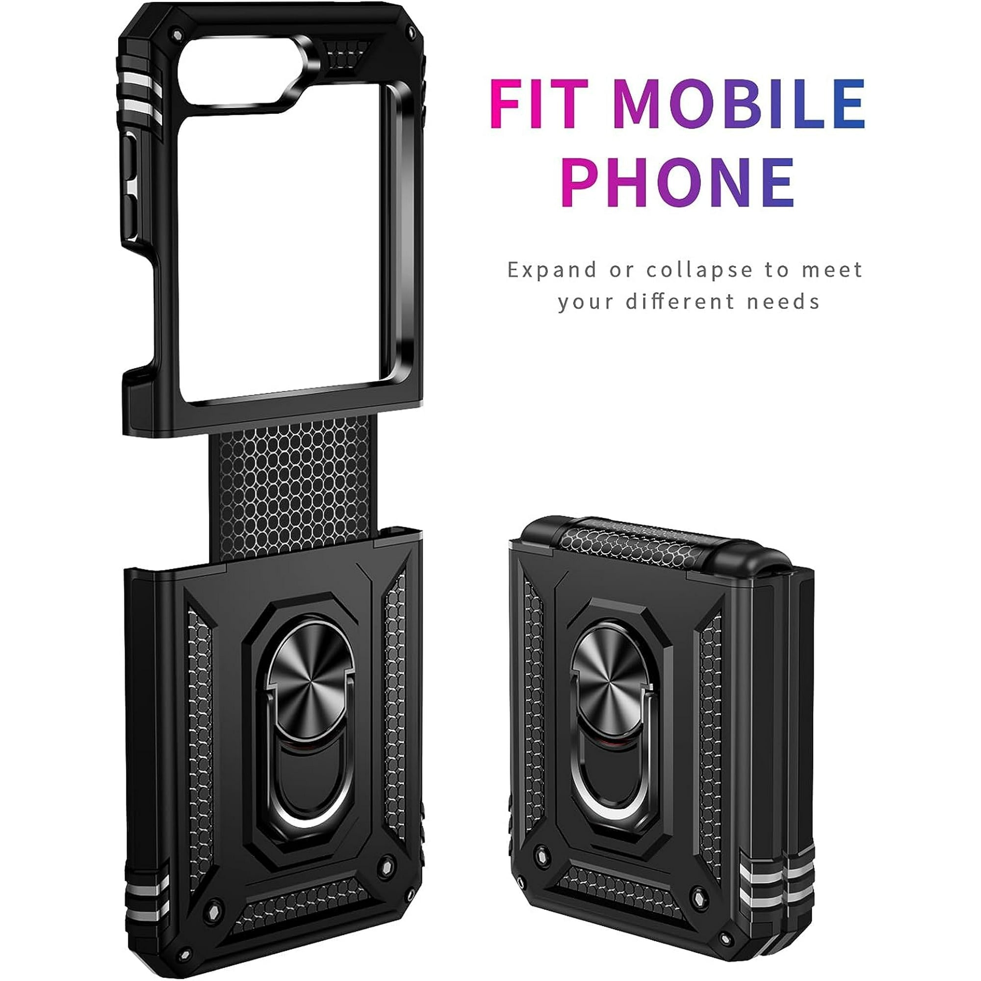 Entronix Case Compatible with Galaxy Z Flip 6 - Dual-Layer Guard Gripstand