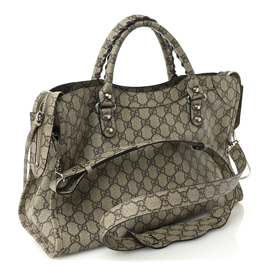 X GUCCI GG Supreme Monogram Neo Classic Silver Hardware City Beige Ebony