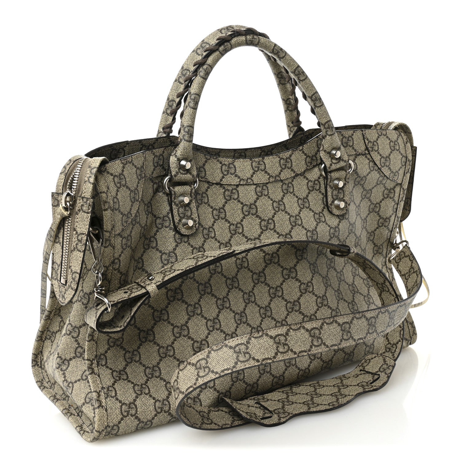 X GUCCI GG Supreme Monogram Neo Classic Silver Hardware City Beige Ebony
