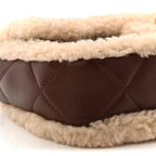 Shearling Lambskin Quilted Mini Furry Coco Flap Beige Dark Brown