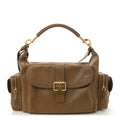 Shiny Calfskin Large Double Carry Camera Bag Dark Khaki