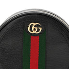Textured Calfskin Web Ophidia Round Wrist Wallet Black