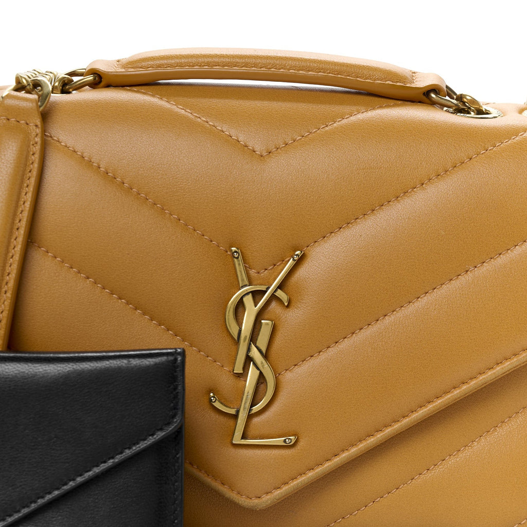 Lambskin Chevron Quilted Small Loulou Bag Sunflower