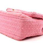 Shearling Tweed Quilted Medium Flap Bag Light Pink