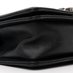 Calfskin Woven Small Boy Flap Black White