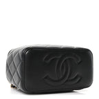 Lambskin Quilted Small Top Handle Vanity Case With Chain Black
