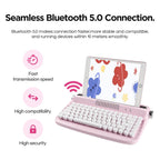 ACTTO B303 Wireless Keyboard, Retro Bluetooth Aesthetic Typewriter Style Keyboard with Integrated Stand for Multi-Device