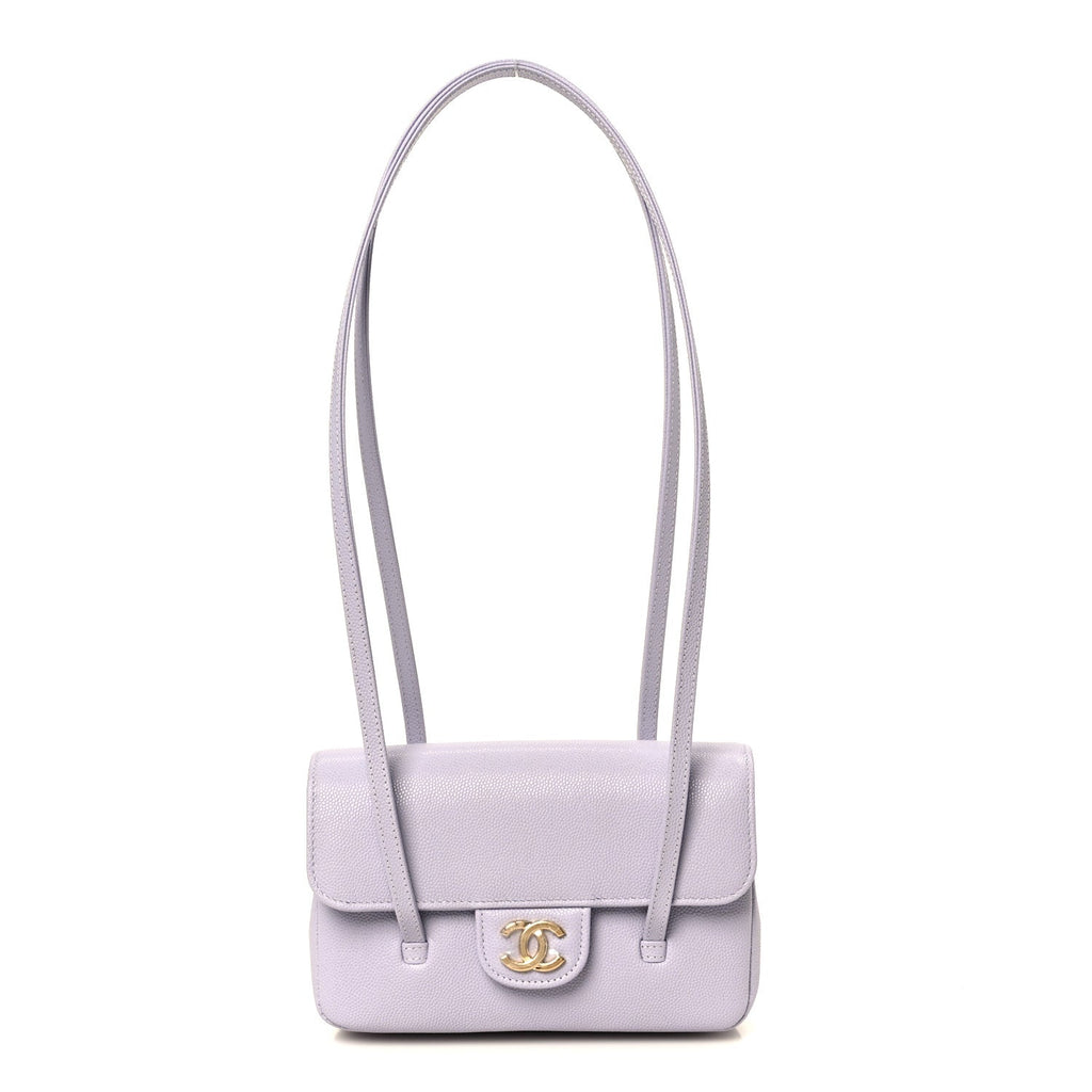 Shiny Caviar Mini Preppy Coco Shoulder Bag Purple