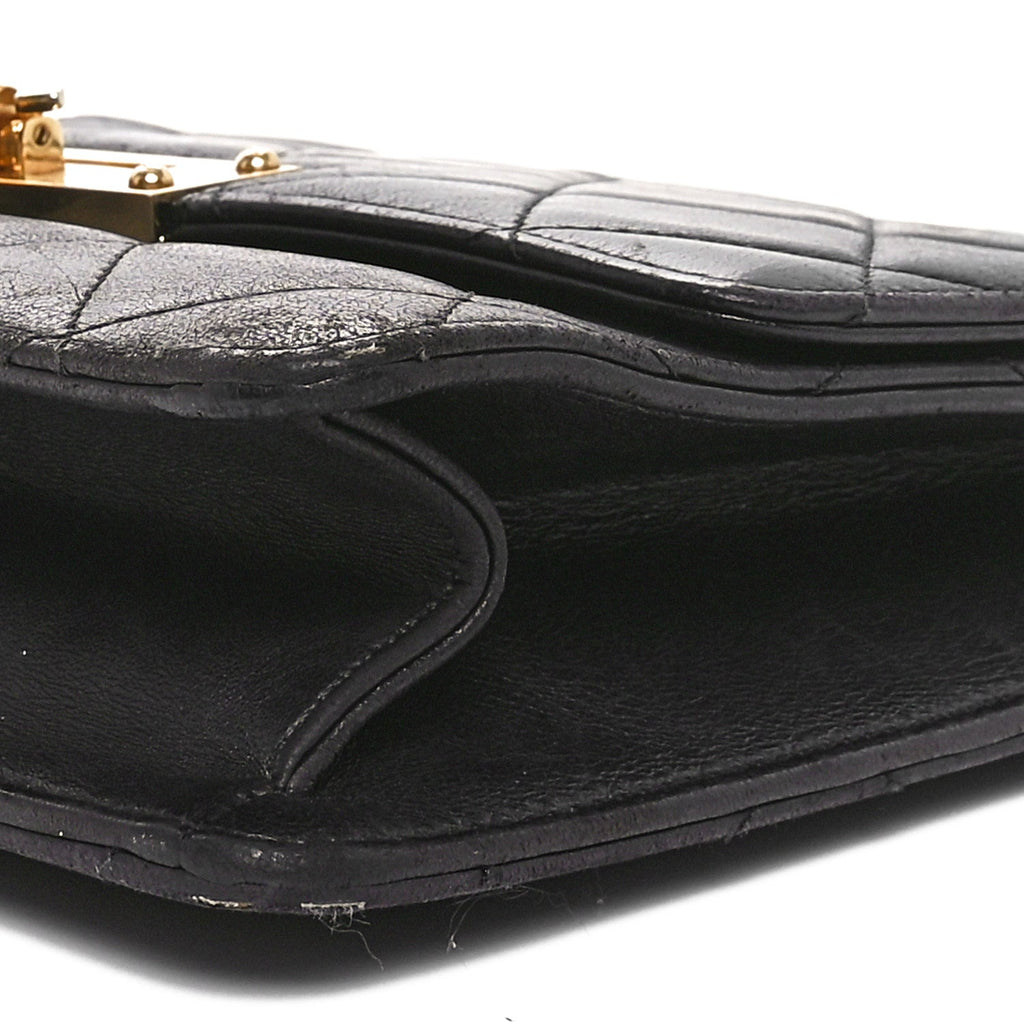 Lambskin Quilted Medium Golden Class Flap Black