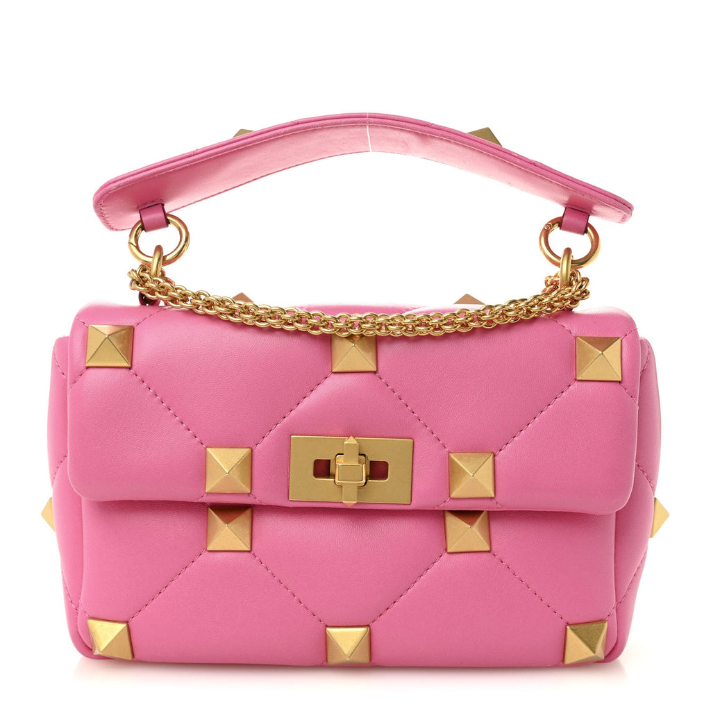 Nappa Medium Roman Stud Shoulder Bag Feminine Pink