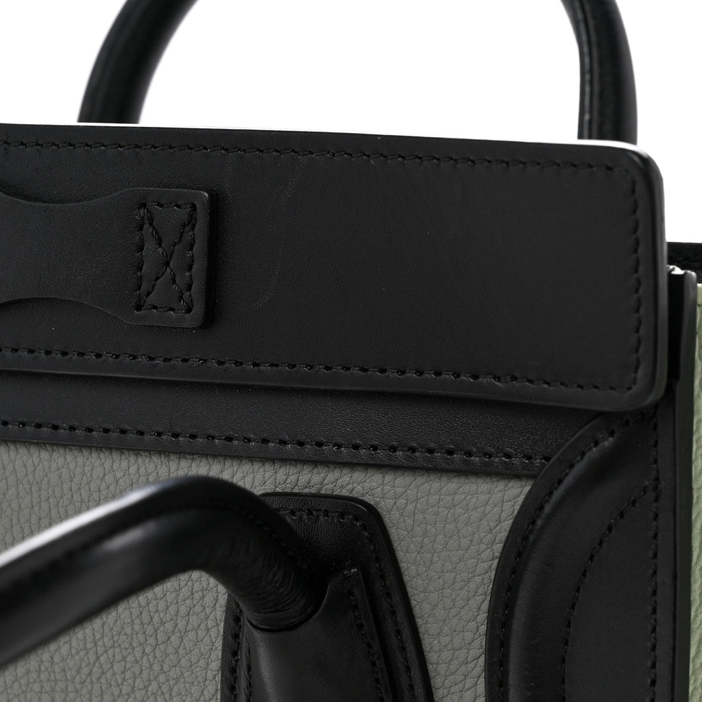 Baby Grained Calfskin Nano Tri-Color Luggage Zinc Almond