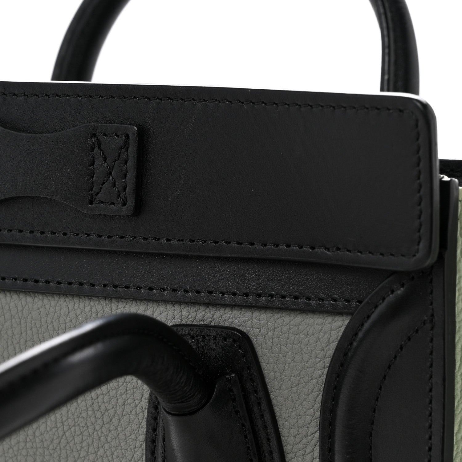 Baby Grained Calfskin Nano Tri-Color Luggage Zinc Almond