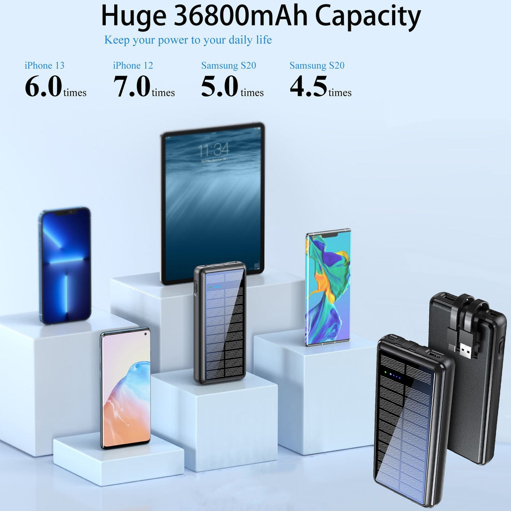 Portable Charger 30000mAh,Solar Power Bank USB-A&USB-C,Compact Power Bank Fast Charging for Mobile Phone,Compatible with Multi-devices, Christmas Gift