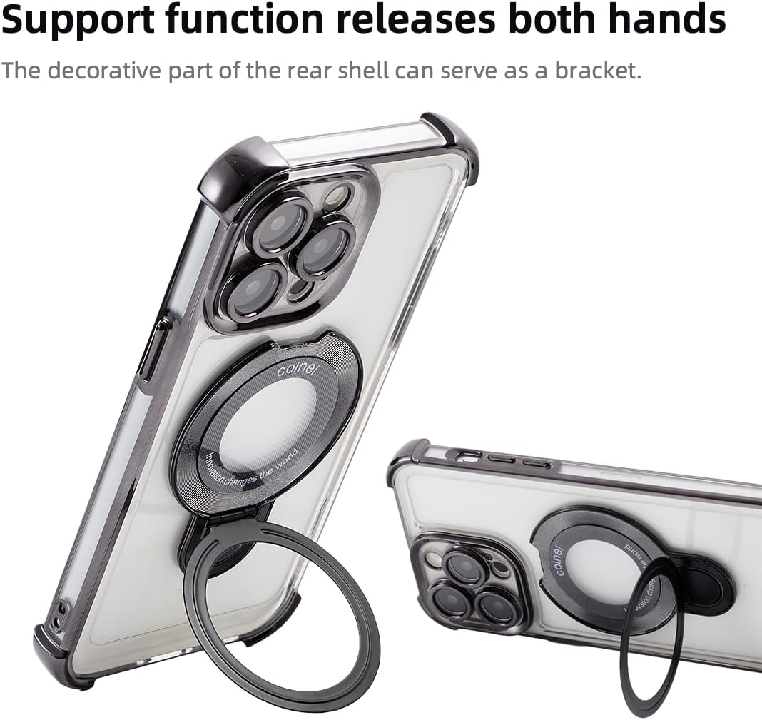 Entronix [Magnetic] Case Compatible with iPhone 14 Plus - [Clear Back] Gloss Gripstand