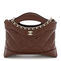 Shiny Crumpled Calfskin Quilted Nano 31 Shopping Bag Brown