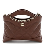 Shiny Crumpled Calfskin Quilted Nano 31 Shopping Bag Brown