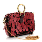 Sequin Paillettes Shiny Nappa Sex and the City Nano Maxi Buckle Baguette Charm Granata