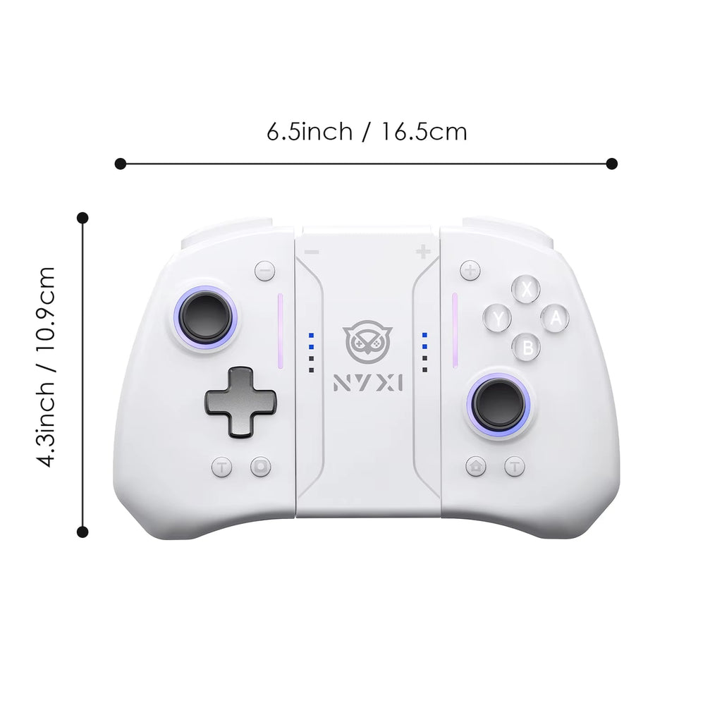 Pro Hall Wireless Game Controller with RGB Lighting for Nintendo Switch - White Gamepad