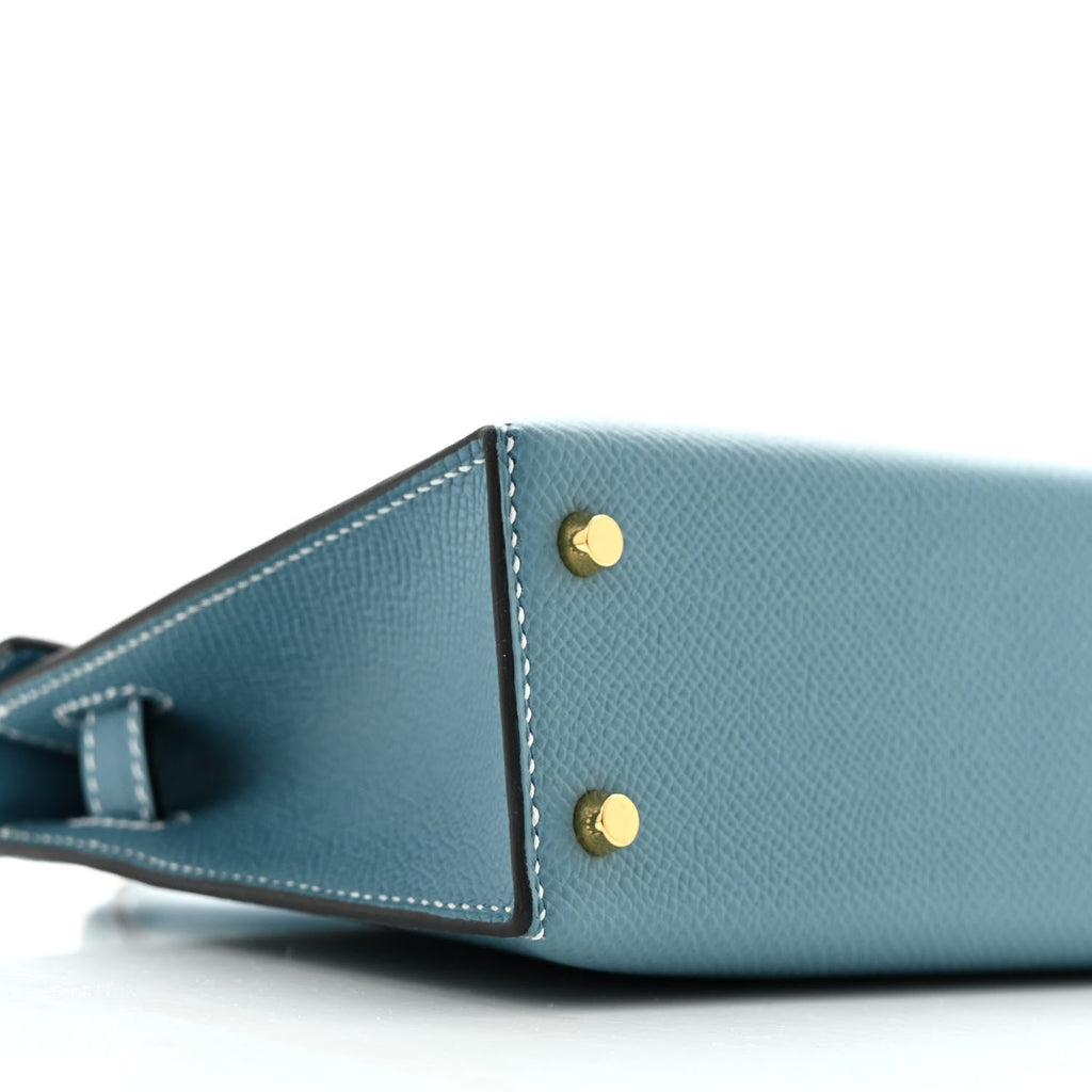 Epsom Mini Kelly Sellier 20 New Blue Jean