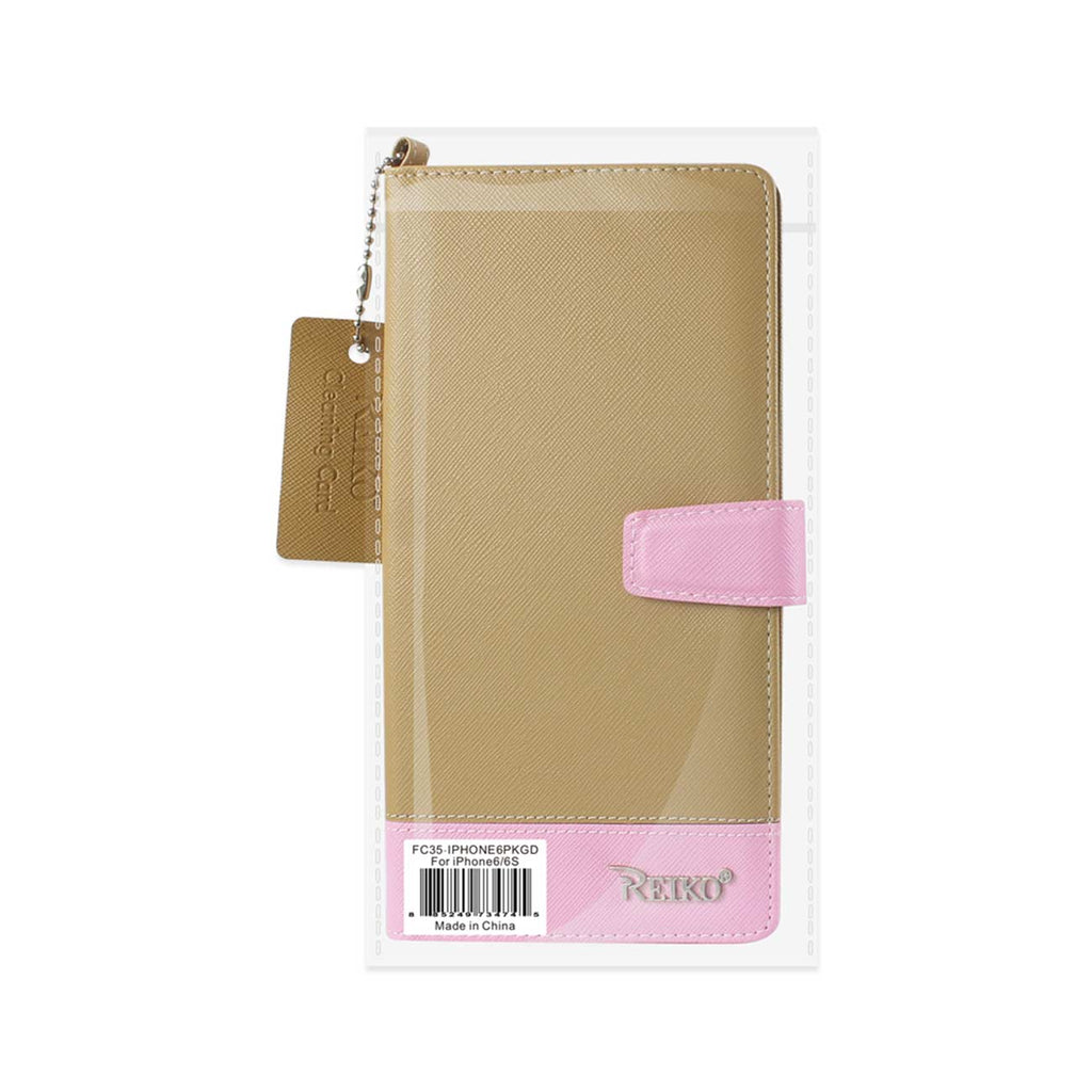 Reiko Iphone 6/ 6S Two Tone Super Wallet Case With Multiple Card Slots In Pink Gold