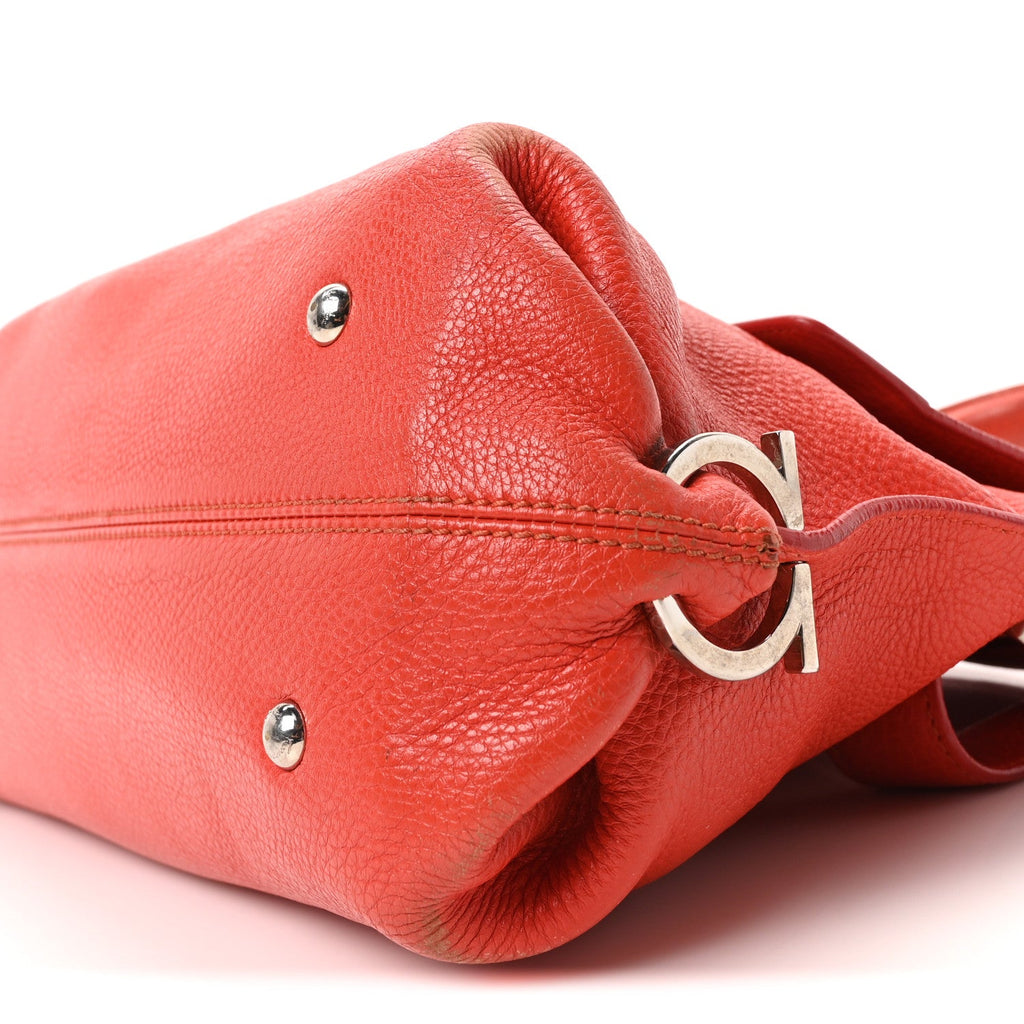 Grained Calfskin Large Sofia Satchel Sunset