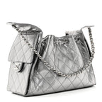 Metallic Caviar Quilted Small Chanel 25 Handbag Anthracite