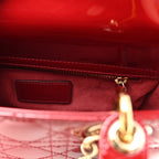 Patent Cannage Small Lady Dior Cherry Red