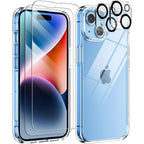 Entronix Bundle Compatible with iPhone 14 - [Soft] TPU Clear Case, 2 Clear Screen Protector & 2 Camera Lens Protectors