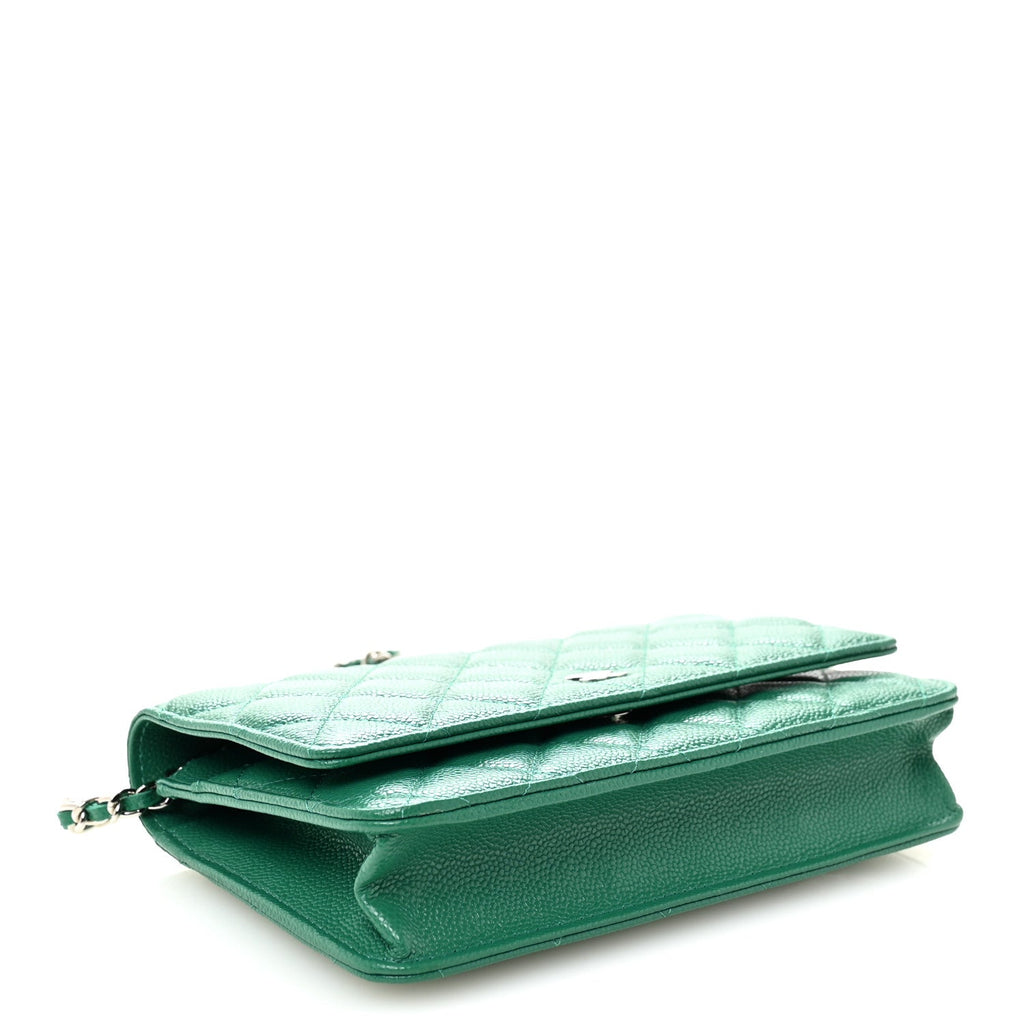 Caviar Quilted Wallet On Chain WOC Green